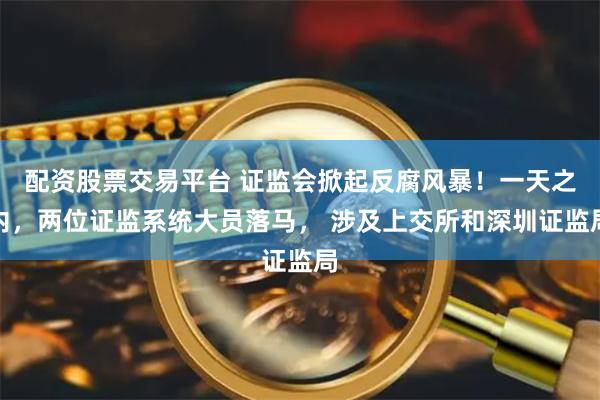 配资股票交易平台 证监会掀起反腐风暴！一天之内，两位证监系统大员落马， 涉及上交所和深圳证监局