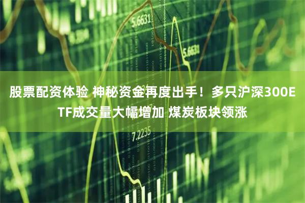 股票配资体验 神秘资金再度出手！多只沪深300ETF成交量大幅增加 煤炭板块领涨