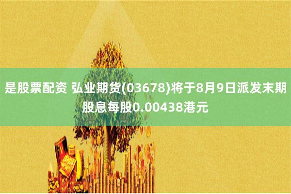 是股票配资 弘业期货(03678)将于8月9日派发末期股息每股0.00438港元