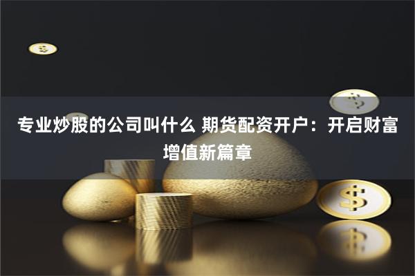 专业炒股的公司叫什么 期货配资开户：开启财富增值新篇章